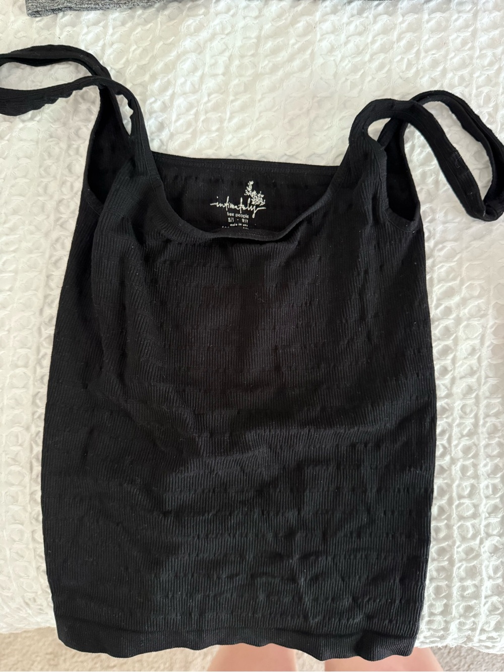 Free People Black Ribbed Tie-Strap Tank